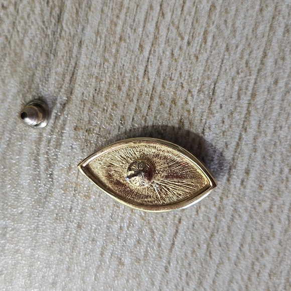 Monet Vintage Red and Gold Pointed Oval Stud Gold Tone Earrings - Picture 3 of 3